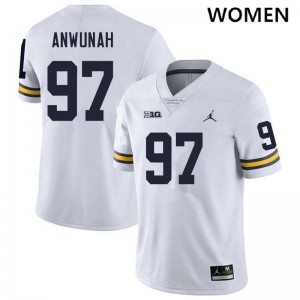 #97 Chibi Anwunah Michigan White Women's Jersey Official College Football 147975-286