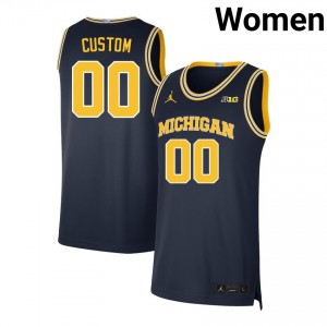 #00 Custom Michigan Navy Women's Jerseys Limited College Basketball 554406-695