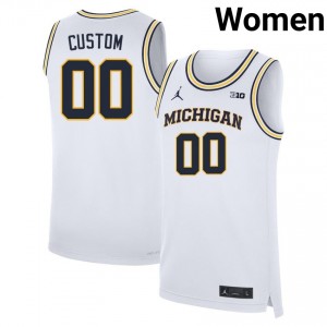 #00 Custom University of Michigan White Womens Jersey Official College Basketball 371980-447