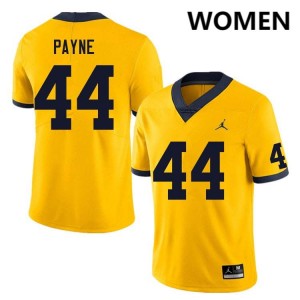 #44 Damon Payne Michigan Wolverines Yellow Women Jersey Limited College Football 834633-460