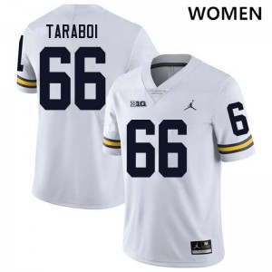 #66 Dan Taraboi Michigan White Women Jerseys Stitched College Football 306111-686