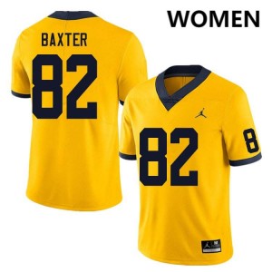 #82 Devon Baxter Michigan Yellow Women Jersey Game College Football 880601-422