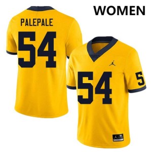 #54 Deyvid Palepale Wolverines Yellow Womens Jersey Embroidery College Football 631051-958