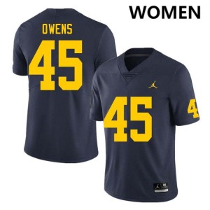 #45 Eli Owens Michigan Navy Women Jerseys Limited College Football 879177-301