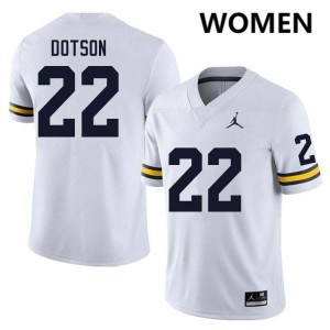 #22 Elijah Dotson Wolverines White Women's Jersey Player College Football 249030-638