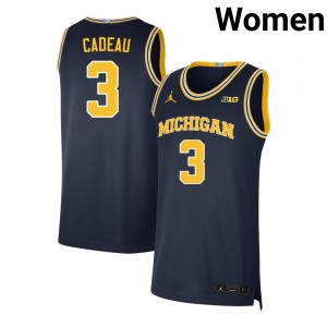 #3 Elliot Cadeau University of Michigan Navy Women's Jerseys Embroidery College Basketball 736240-590