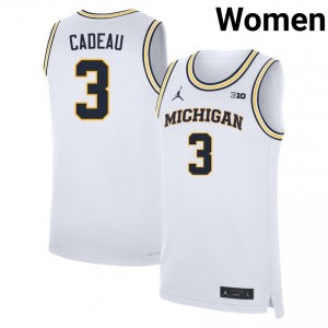 #3 Elliot Cadeau Michigan Wolverines White Women's Jerseys Game College Basketball 941142-336