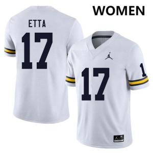 #17 Enow Etta Michigan Wolverines White Women's Jerseys Limited College Football 522868-650