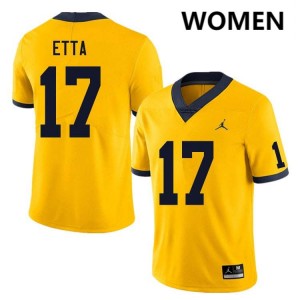 #17 Enow Etta Wolverines Yellow Womens Jersey Stitched College Football 952031-703