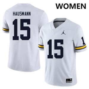 #15 Ernest Hausmann Michigan Wolverines White Women's Jersey High School College Football 677335-682