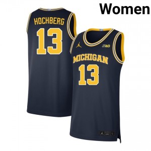 #13 Harrison Hochberg Wolverines Navy Women Jersey Limited College Basketball 332971-400