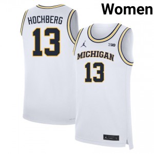 #13 Harrison Hochberg Wolverines White Womens Jersey Stitched College Basketball 602108-693