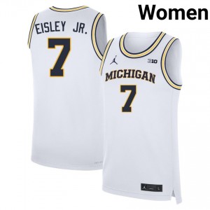 #7 Howard Eisley Jr. Wolverines White Women's Jerseys Game College Basketball 756383-369