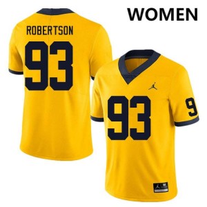 #93 Hunter Robertson Michigan Wolverines Yellow Women Jerseys Game College Football 691328-389