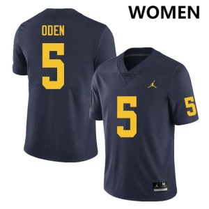 #5 Jacob Oden Wolverines Navy Women's Jerseys High School College Football 474547-635