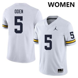 #5 Jacob Oden Michigan White Womens Jersey Limited College Football 931740-750