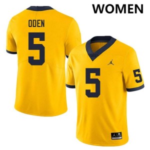#5 Jacob Oden Michigan Yellow Women's Jerseys Stitched College Football 462361-749