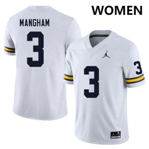 #3 Jaden Mangham Michigan White Womens Jerseys Stitched College Football 235555-883