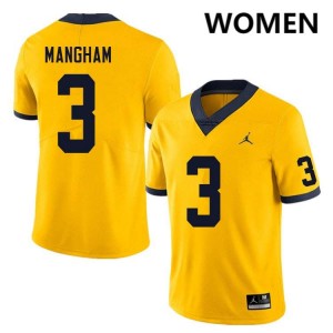 #3 Jaden Mangham Michigan Yellow Women's Jersey 2025 College Football 848659-685