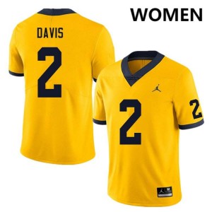#2 Jadyn Davis Wolverines Yellow Women's Jersey Player College Football 779241-755