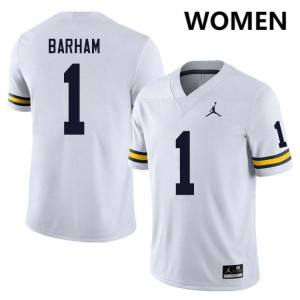 #1 Jaishawn Barham Wolverines White Womens Jerseys Player College Football 117671-585