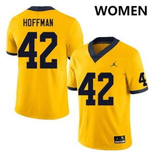 #42 Jalen Hoffman Wolverines Yellow Women's Jerseys Player College Football 772357-900