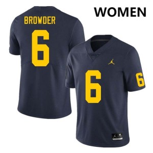 #6 Jamar Browder University of Michigan Navy Women Jerseys Limited College Football 480160-690