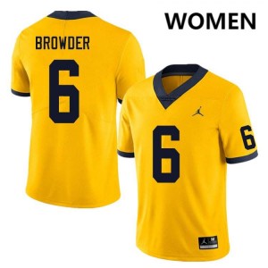#6 Jamar Browder Michigan Wolverines Yellow Women's Jersey Stitched College Football 176531-947