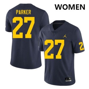#27 Jasper Parker Michigan Wolverines Navy Women's Jersey Player College Football 997603-308