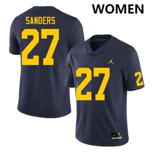 #27 Jayden Sanders University of Michigan Navy Womens Jerseys High School College Football 994073-257