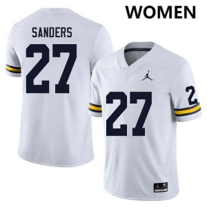 #27 Jayden Sanders Michigan White Womens Jerseys High School College Football 146772-235