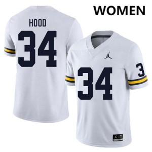 #34 Jaydon Hood University of Michigan White Womens Jersey Stitched College Football 578656-196