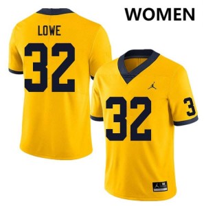 #32 Jeremiah Lowe University of Michigan Yellow Womens Jersey Embroidery College Football 542762-108