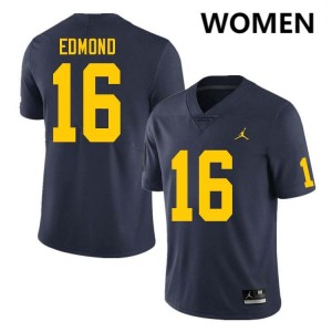 #16 Jo'Ziah Edmond Michigan Wolverines Navy Womens Jersey Alumni College Football 248514-441