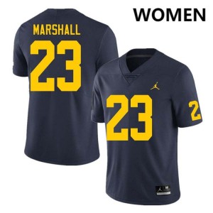#23 Jordan Marshall Michigan Wolverines Navy Womens Jersey Alumni College Football 495486-741