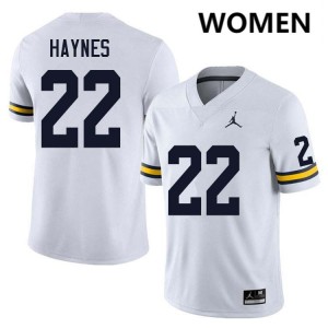 #22 Justice Haynes Michigan Wolverines White Women's Jersey Player College Football 652617-788