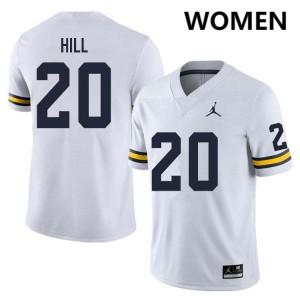 #20 Jyaire Hill University of Michigan White Women Jerseys Replica College Football 170022-200