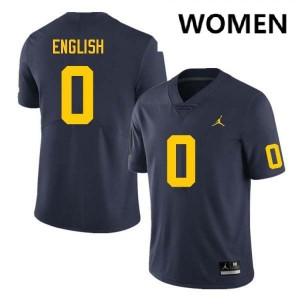 #0 Karmello English University of Michigan Navy Women's Jerseys Limited College Football 782179-116