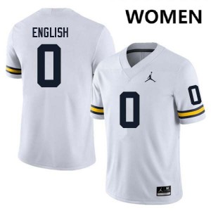 #0 Karmello English University of Michigan White Womens Jersey Limited College Football 948893-815