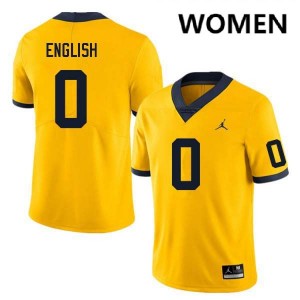 #0 Karmello English Michigan Wolverines Yellow Women's Jersey High School College Football 714109-341