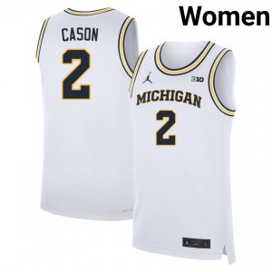 #2 L.J. Cason Michigan White Women Jerseys Embroidery College Basketball 791941-912