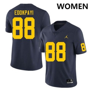 #88 Lugard Edokpayi Michigan Wolverines Navy Women's Jerseys University College Football 658594-194