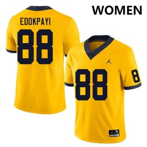 #88 Lugard Edokpayi Michigan Yellow Women Jersey High School College Football 311937-927