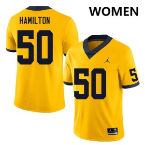 #50 Luke Hamilton Michigan Yellow Womens Jersey 2025-26 College Football 645606-623