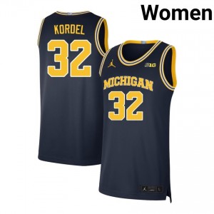 #32 Malick Kordel University of Michigan Navy Women's Jerseys Game College Basketball 968030-508