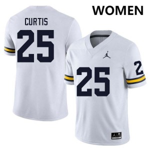 #25 Mason Curtis Wolverines White Women's Jersey NCAA College Football 752453-530