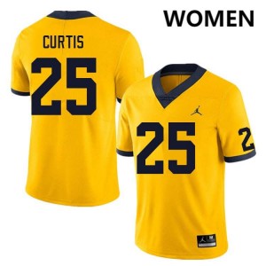 #25 Mason Curtis Michigan Yellow Women's Jersey Game College Football 582806-505