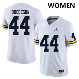 #44 Max Bredeson Michigan Wolverines White Women Jerseys Embroidery College Football 416171-948
