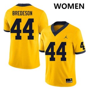 #44 Max Bredeson Wolverines Yellow Women's Jersey Limited College Football 845404-844
