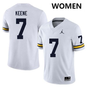 #7 Mikey Keene University of Michigan White Womens Jersey Embroidery College Football 120423-141